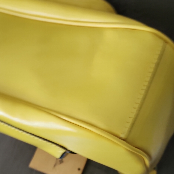 PATRICIA NASH Giorgia Yellow Leather Drawstring Crossbody Bucket Bag New FLAWED - Picture 9 of 15